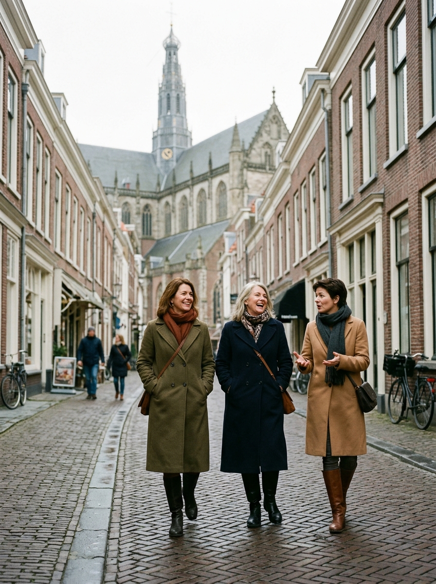 Paises bajos en diciembre women walking historic street